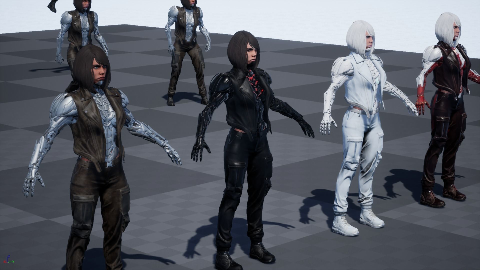 CyborgKiller woman holding gun Low-poly 3D model_20