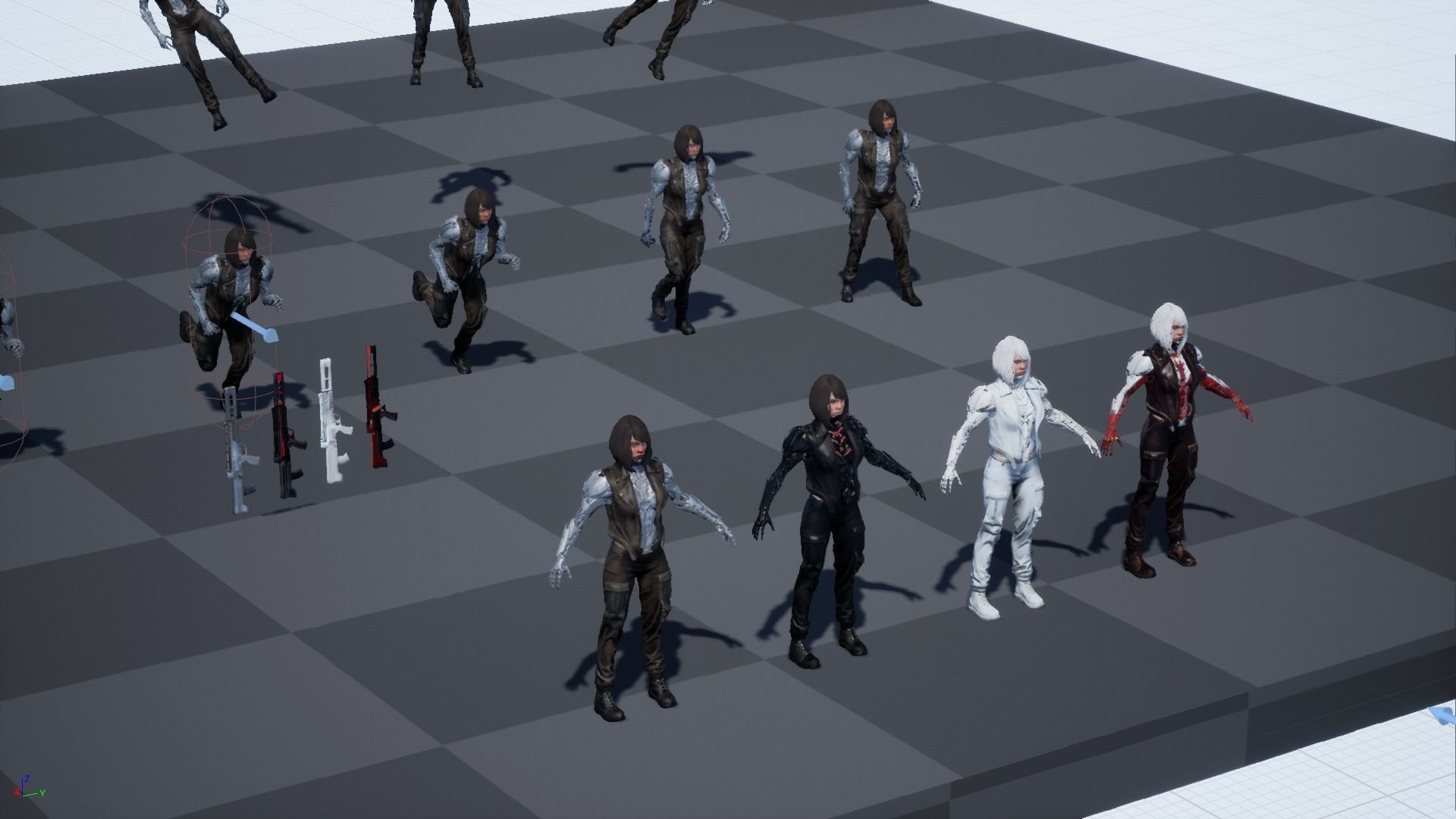 CyborgKiller woman holding gun Low-poly 3D model_36