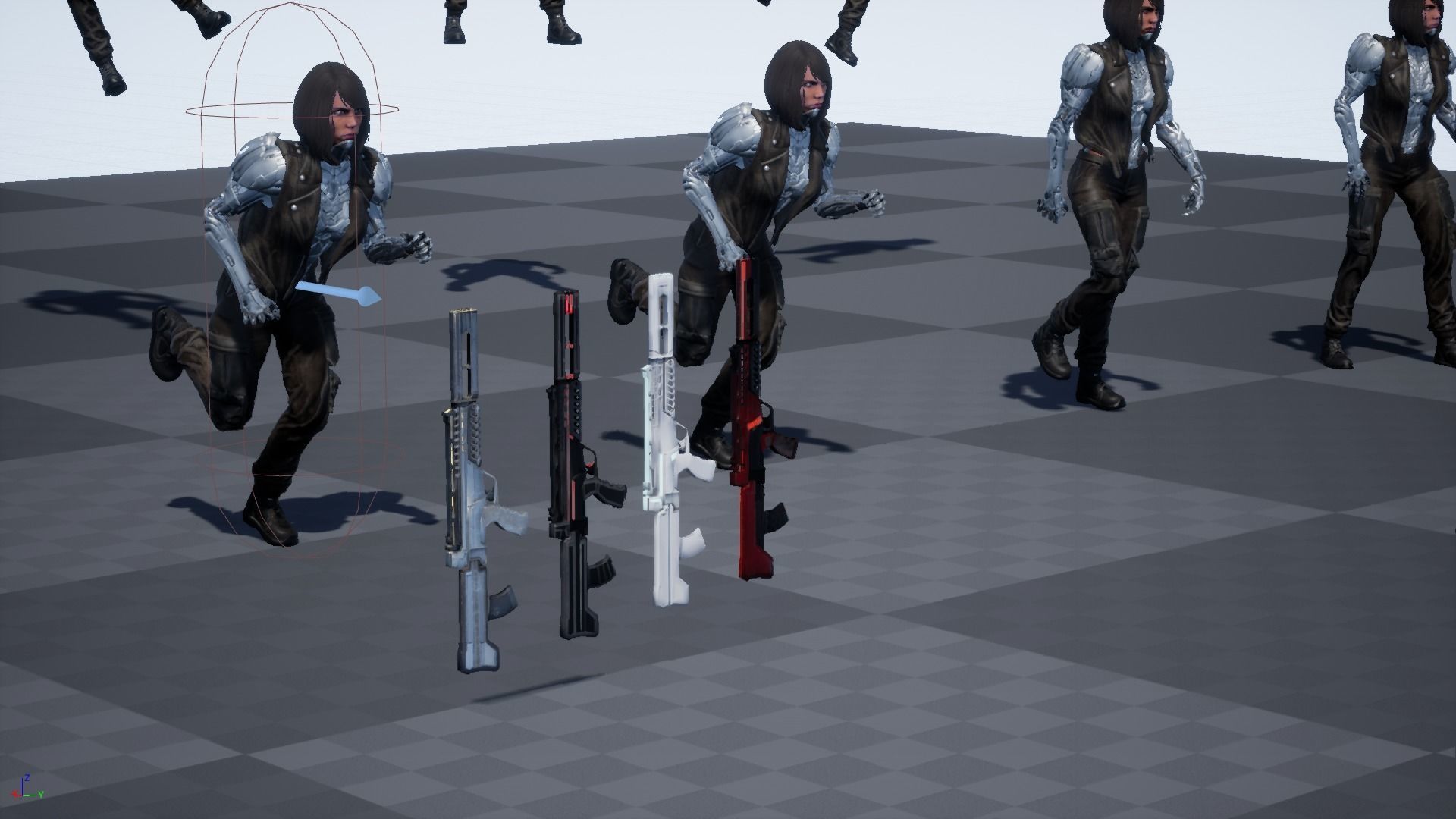 CyborgKiller woman holding gun Low-poly 3D model_22