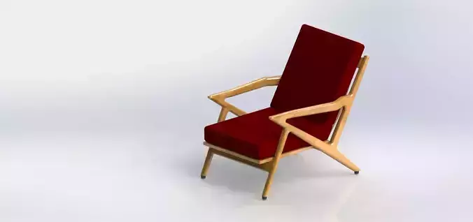 chair wooden with fabric 3D print model