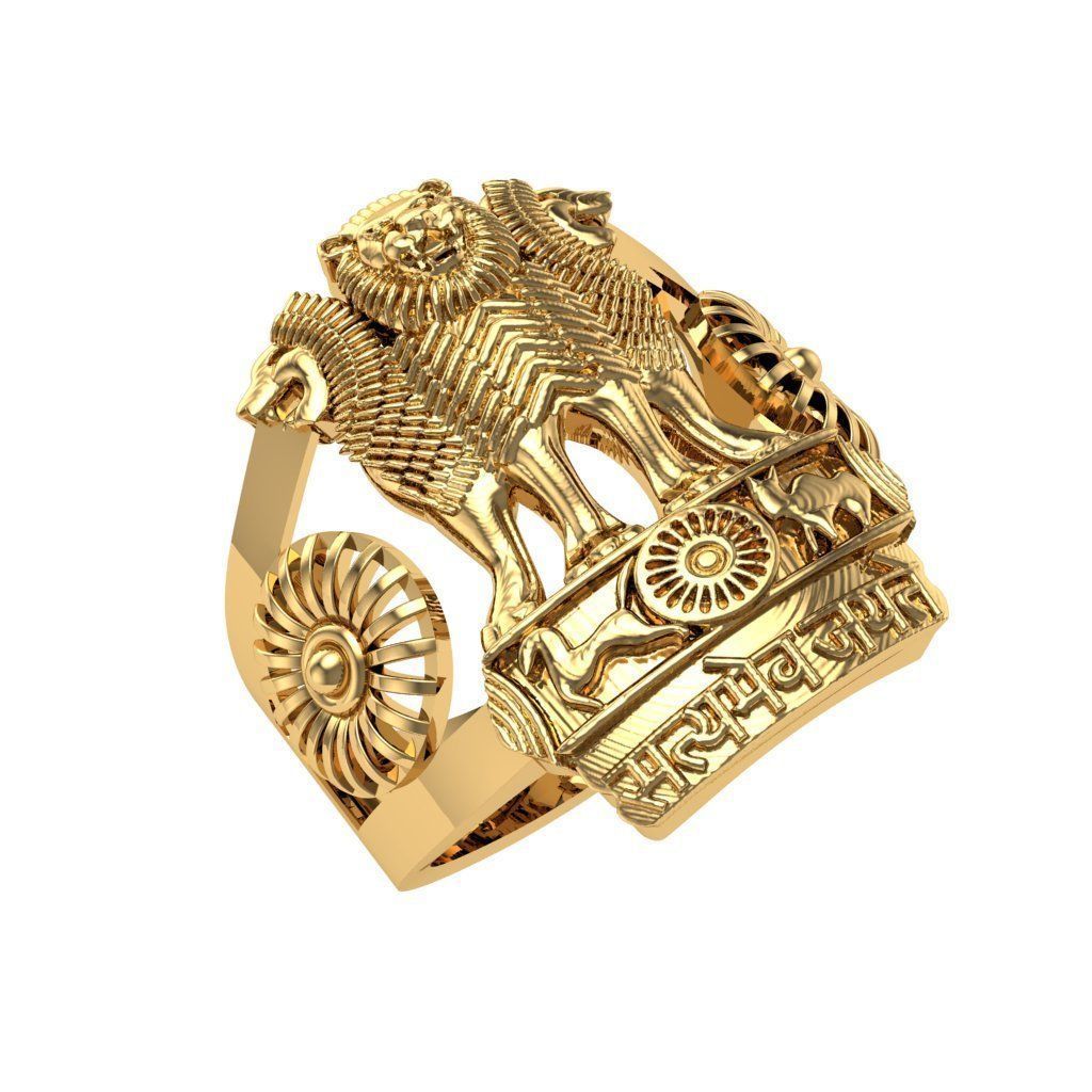 India Ashoka Gents Ring 3D print model  3D print model_3