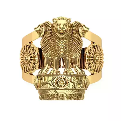 India Ashoka Gents Ring 3D print model 