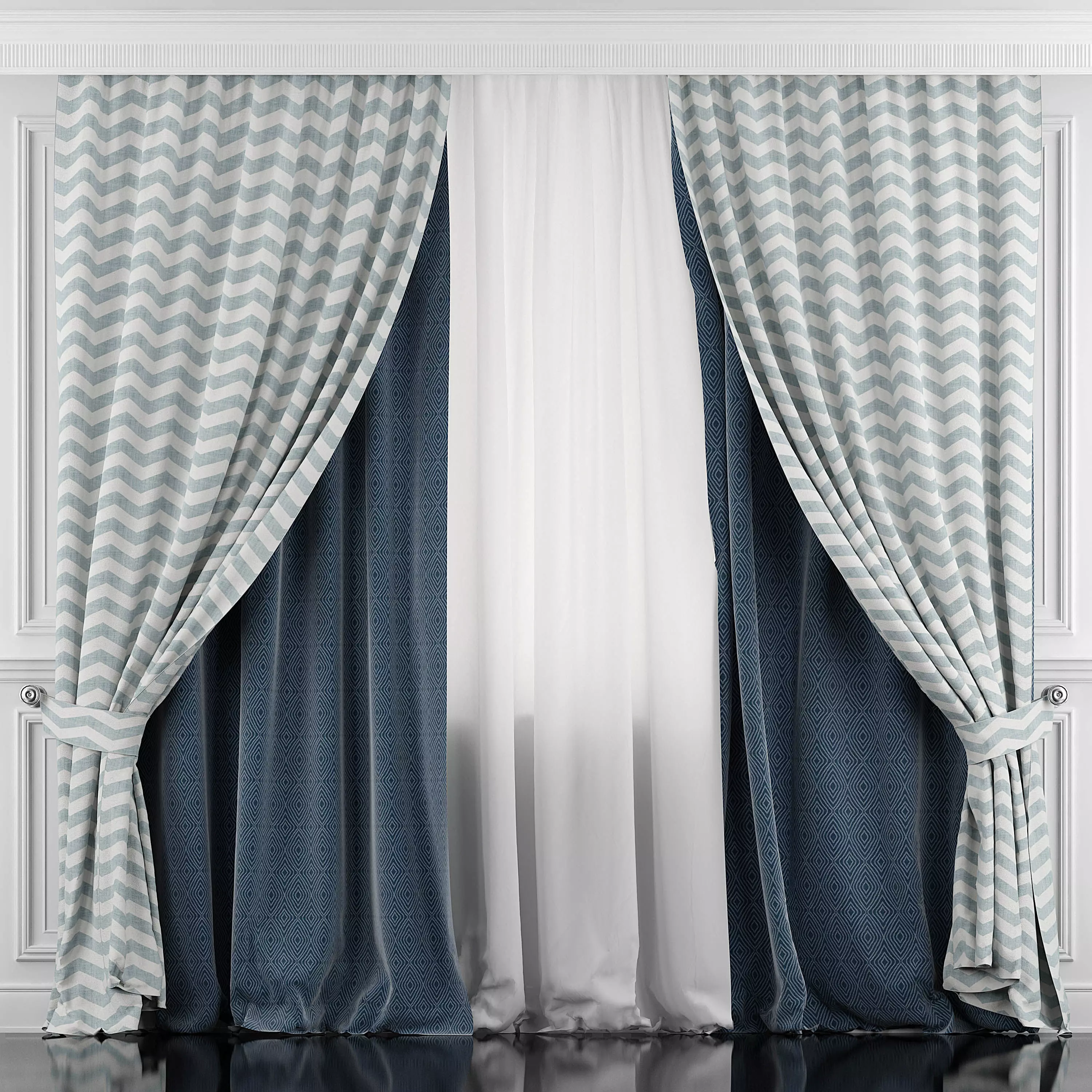 Curtain Set 381 3D model_0