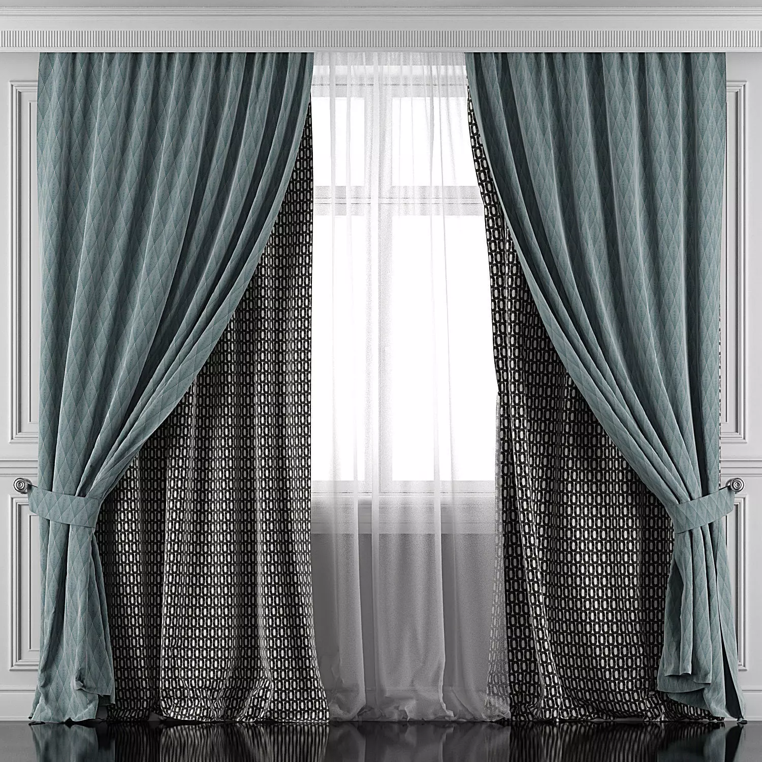 Curtain Set 389 3D model_0