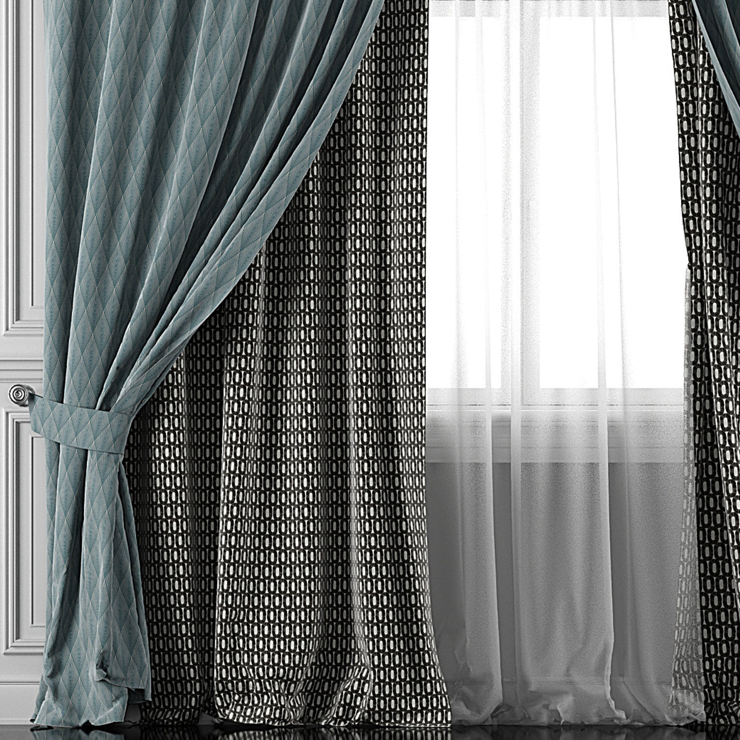 Curtain Set 389 3D model_1