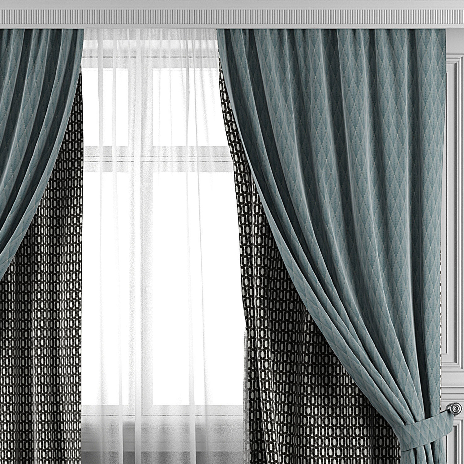 Curtain Set 389 3D model_2