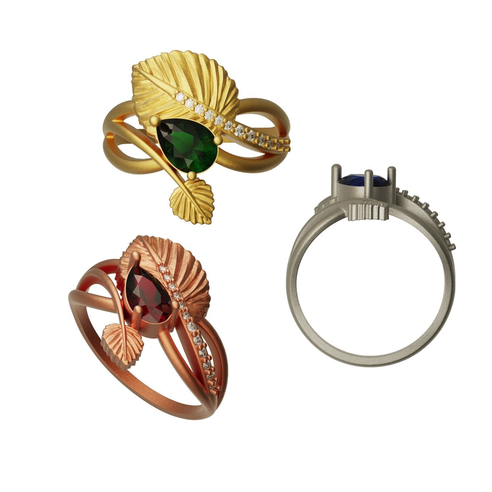 Leaf ring A 3D print model_1