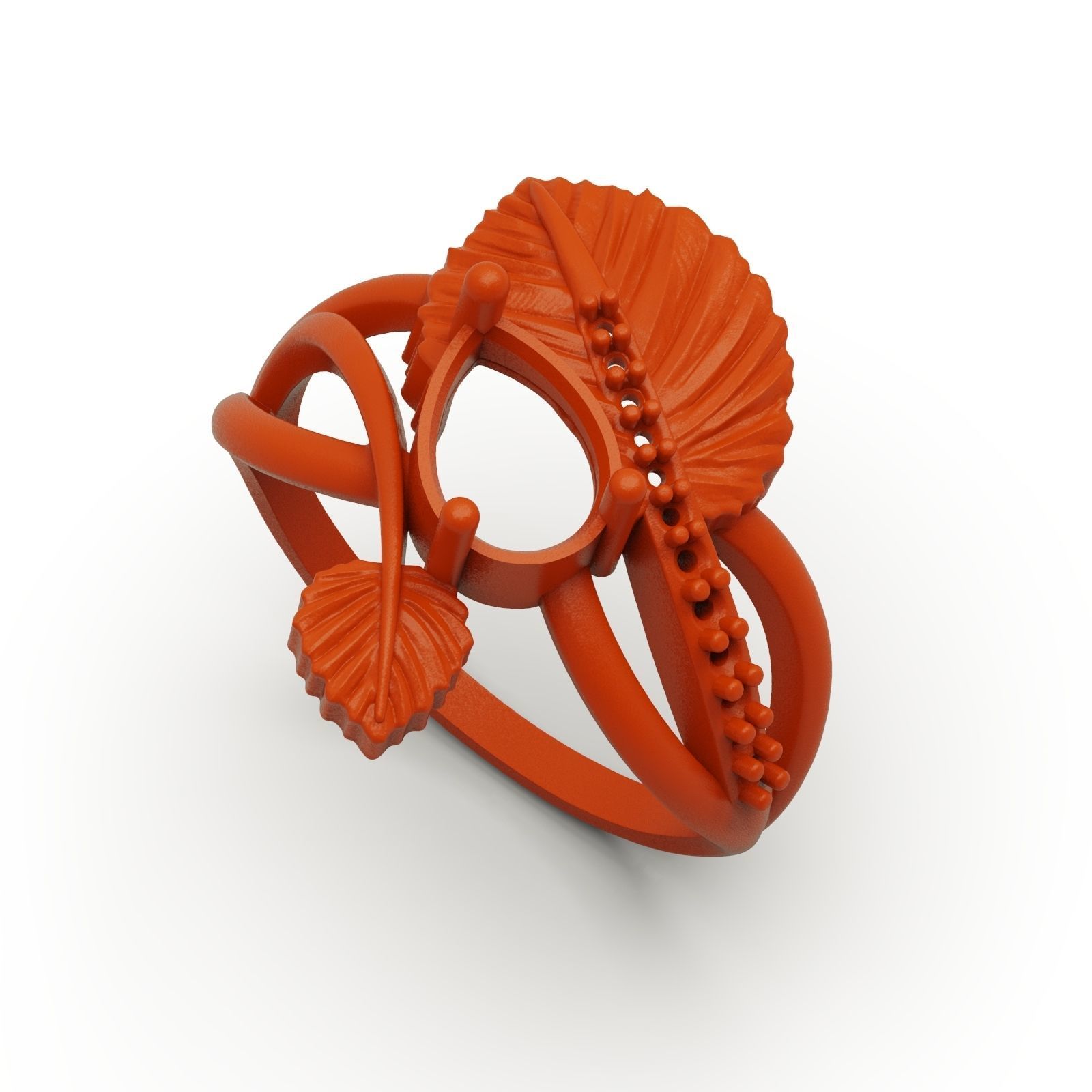 Leaf ring A 3D print model_2