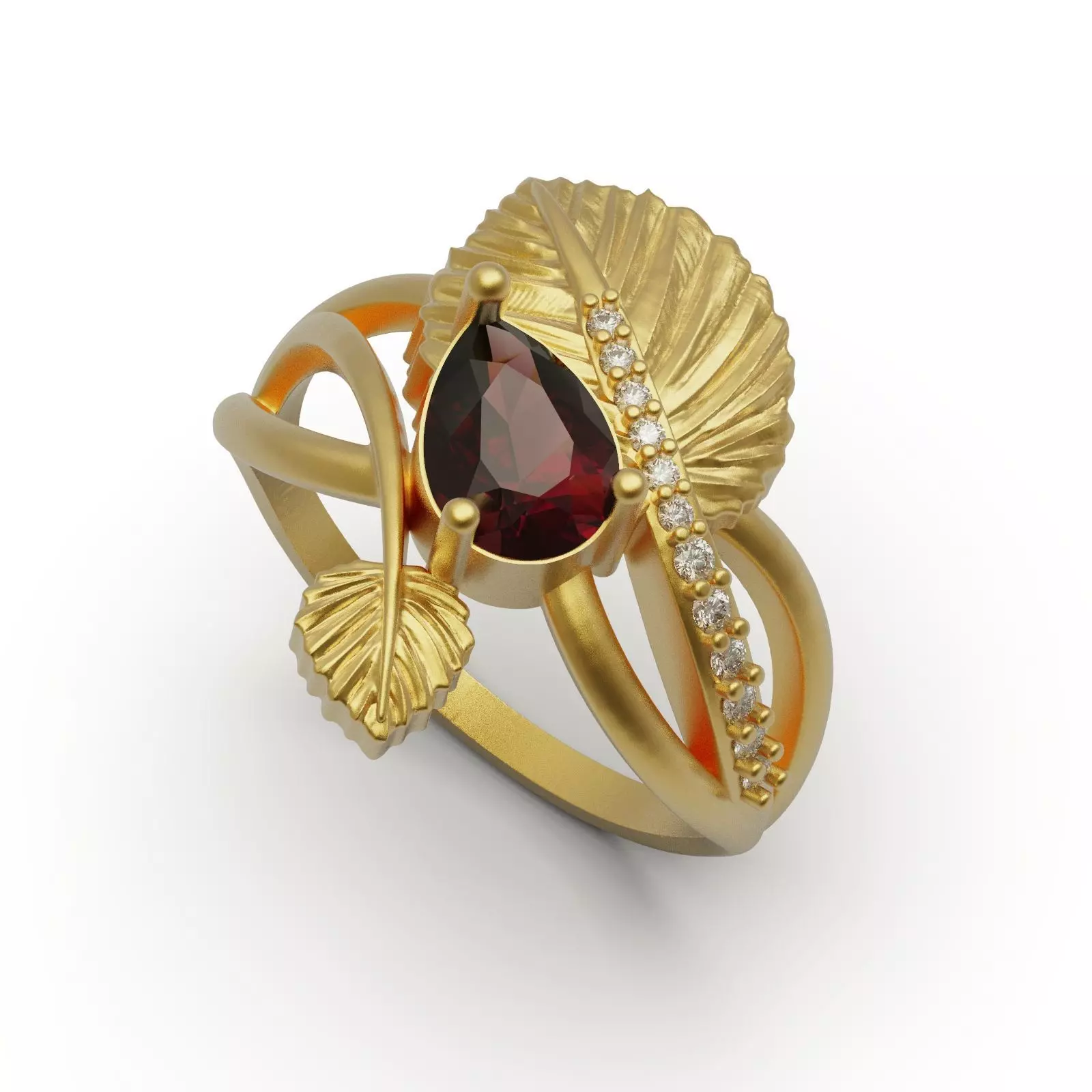 Leaf ring A 3D print model_0