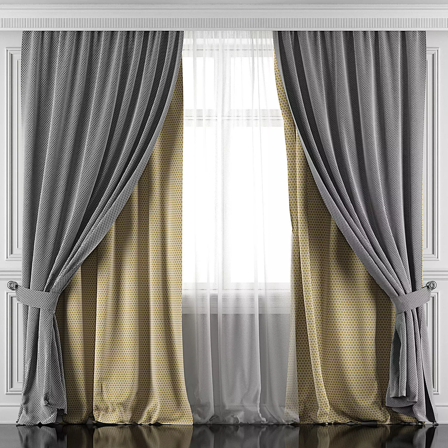 Curtain Set 393 3D model_0