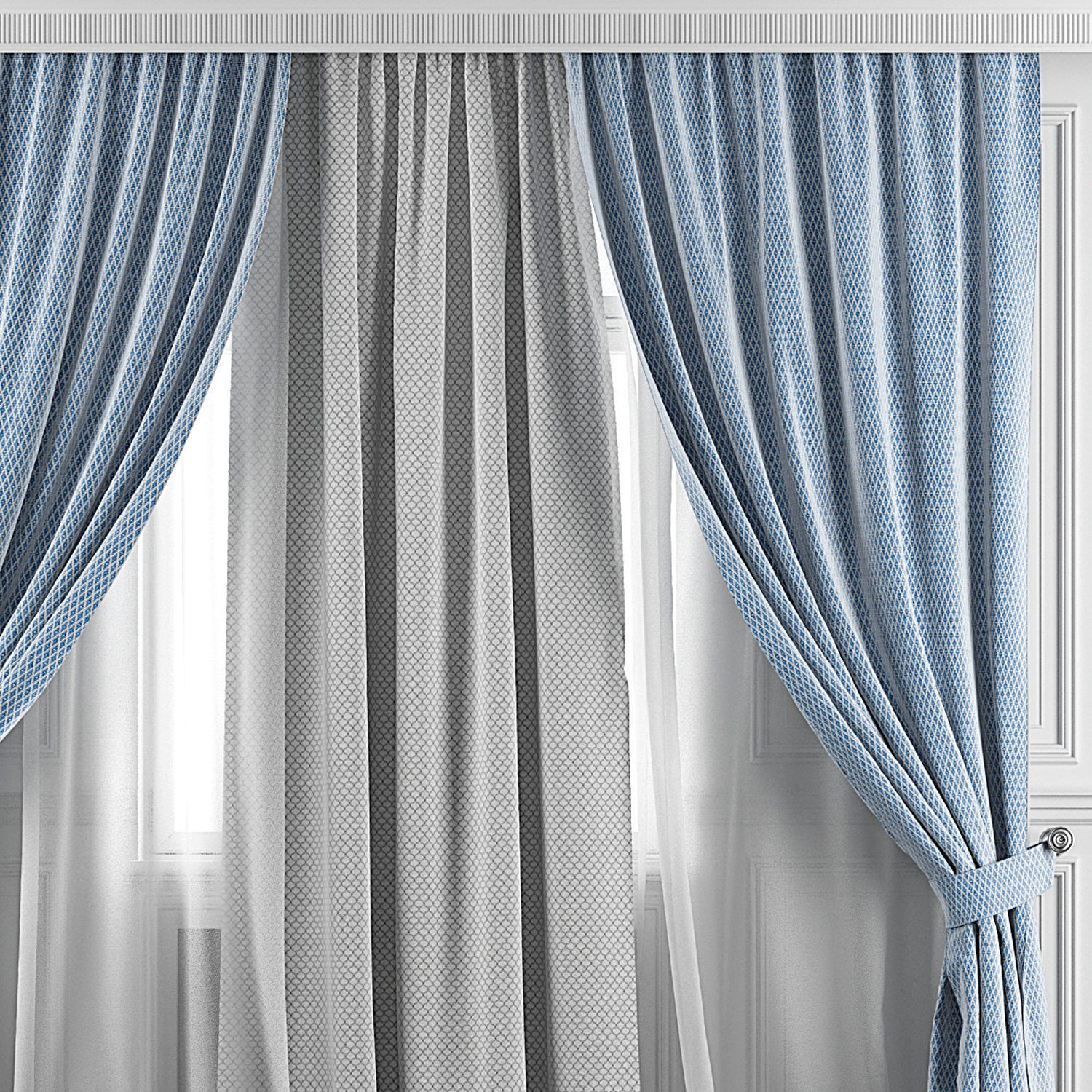 Curtain Set 394 3D model_2