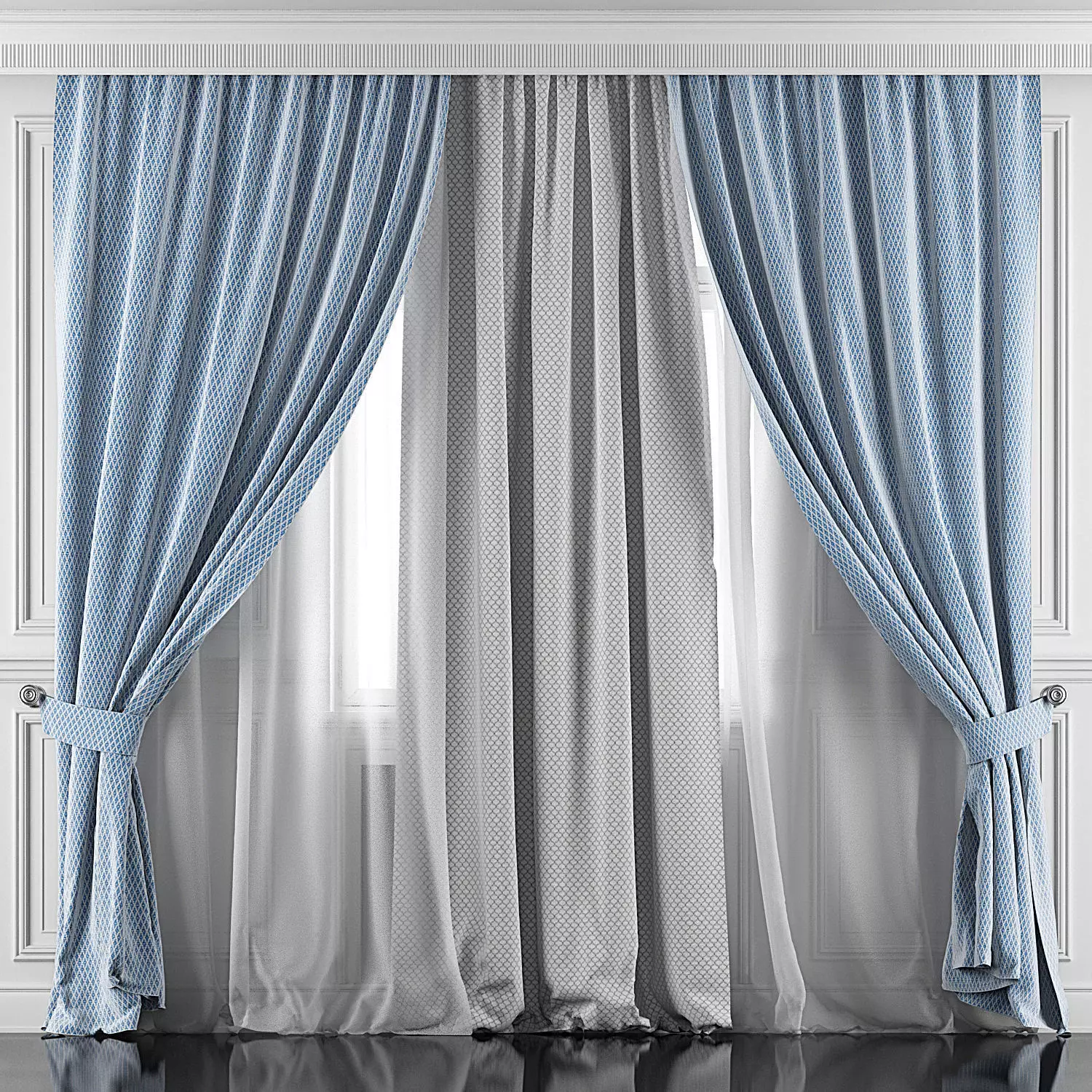 Curtain Set 394 3D model_0