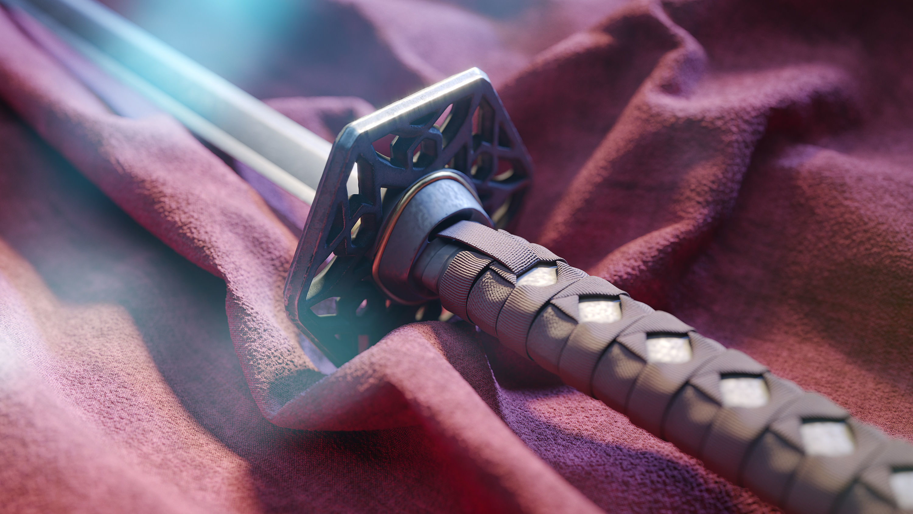Katana samurai sword 3D model_2