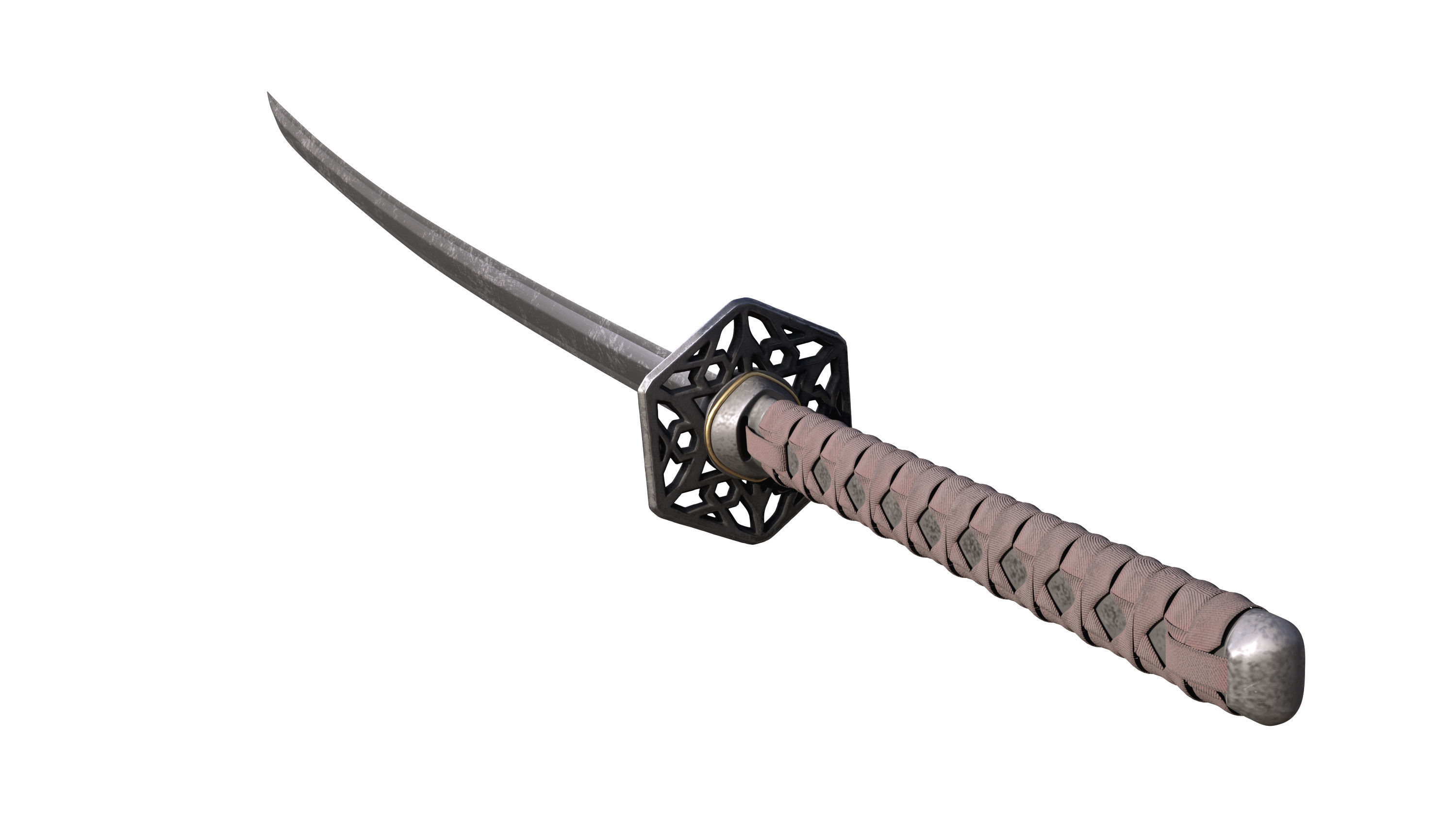 Katana samurai sword 3D model_5