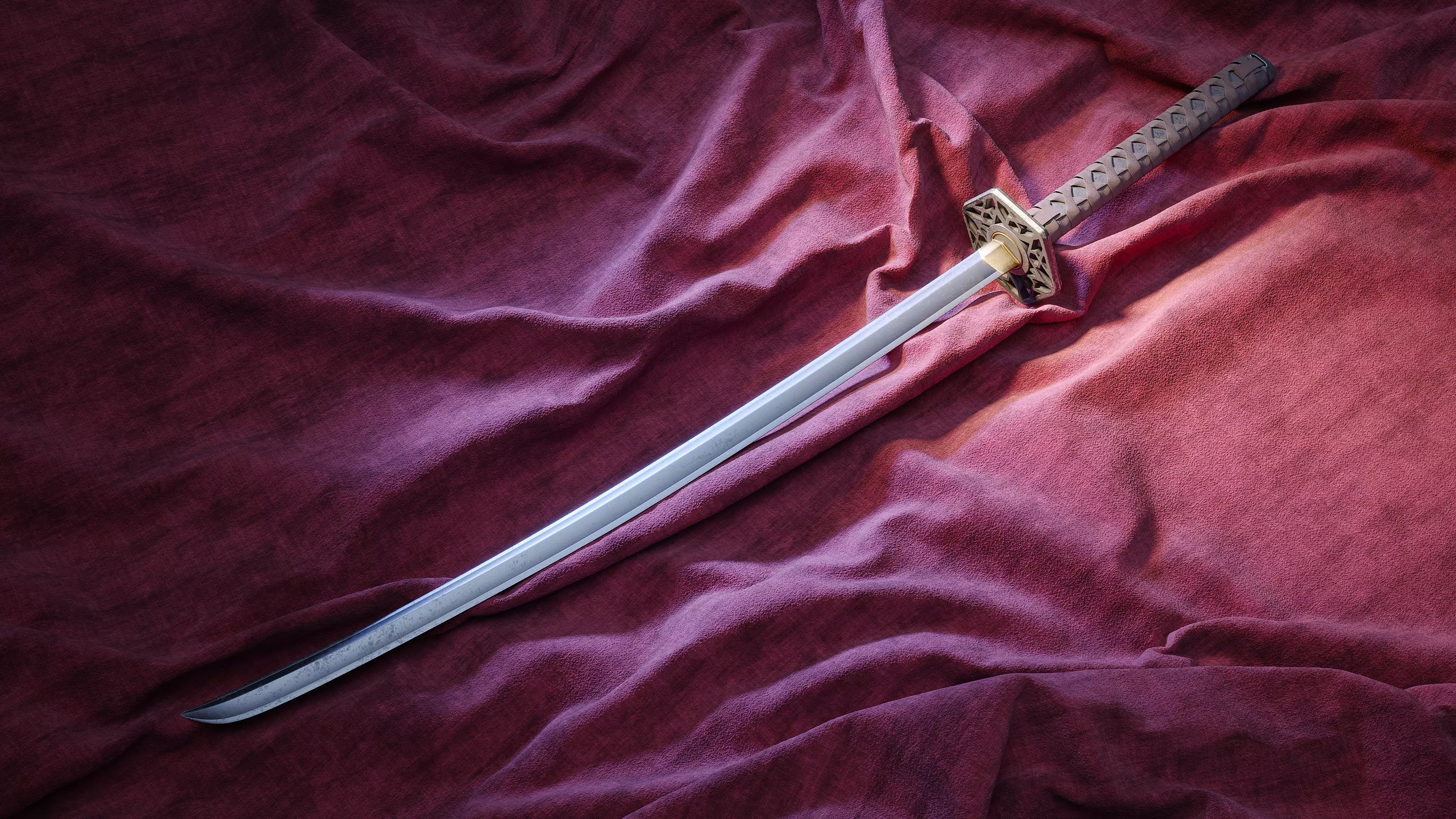 Katana samurai sword 3D model_0