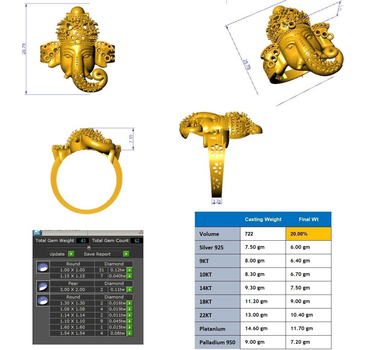 Ganesh 3D Rings  3D print model_2