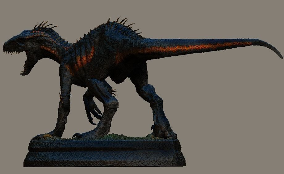 Hybrid Jurassic world Indoraptor statue 3D model_9