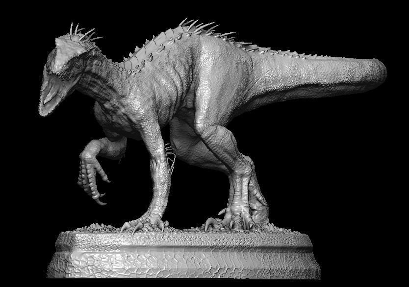 Hybrid Jurassic world Indoraptor statue 3D model_14