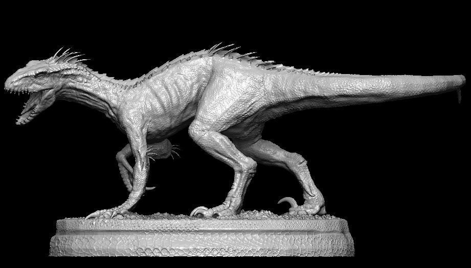 Hybrid Jurassic world Indoraptor statue 3D model_15