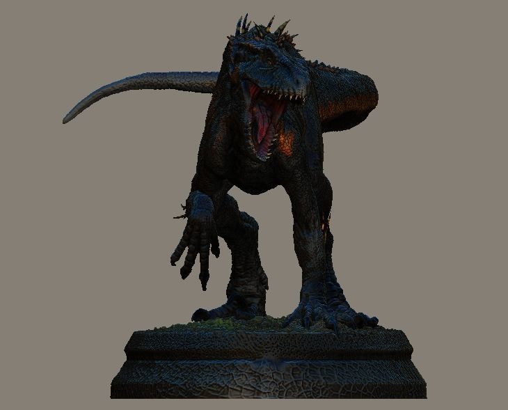Hybrid Jurassic world Indoraptor statue 3D model_4