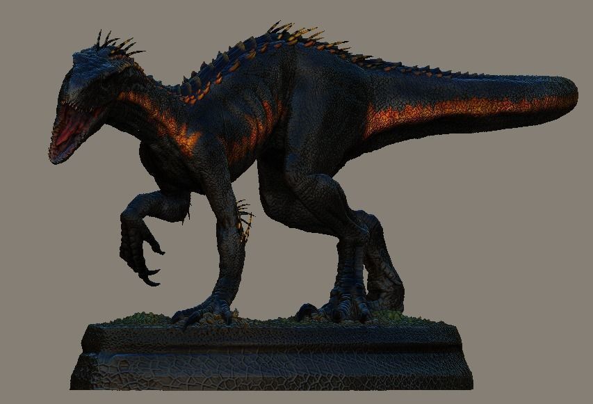 Hybrid Jurassic world Indoraptor statue 3D model_3