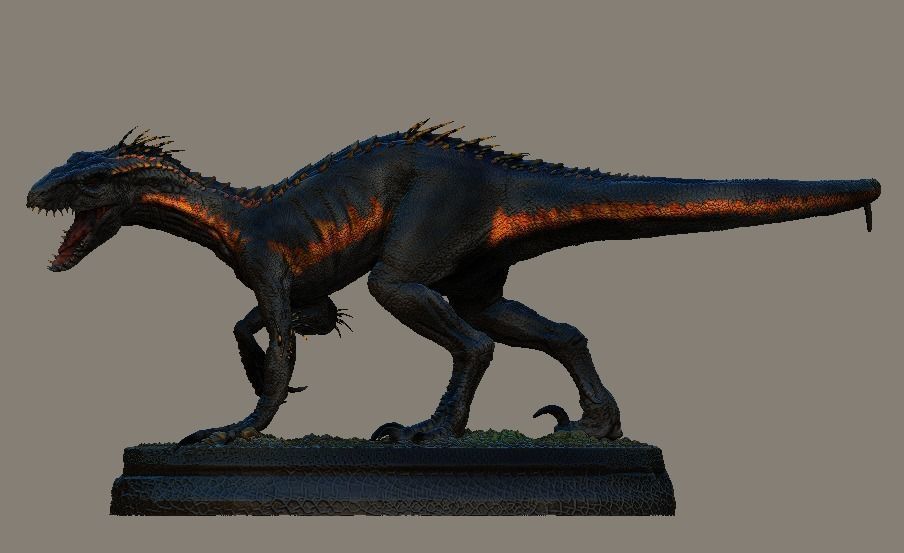 Hybrid Jurassic world Indoraptor statue 3D model_2