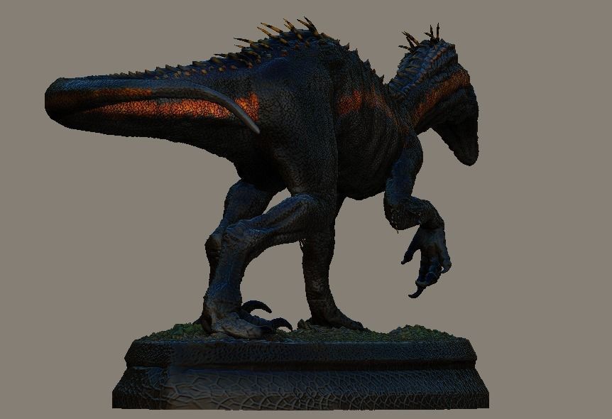 Hybrid Jurassic world Indoraptor statue 3D model_7
