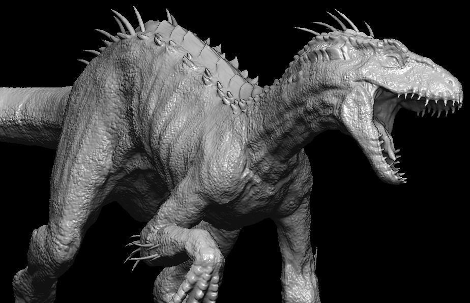 Hybrid Jurassic world Indoraptor statue 3D model_1