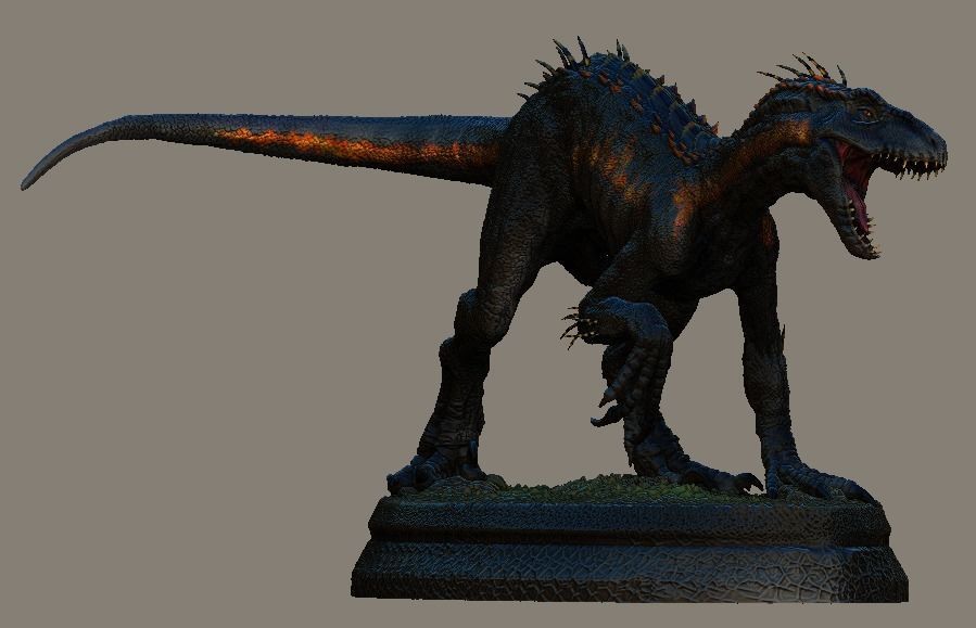 Hybrid Jurassic world Indoraptor statue 3D model_5