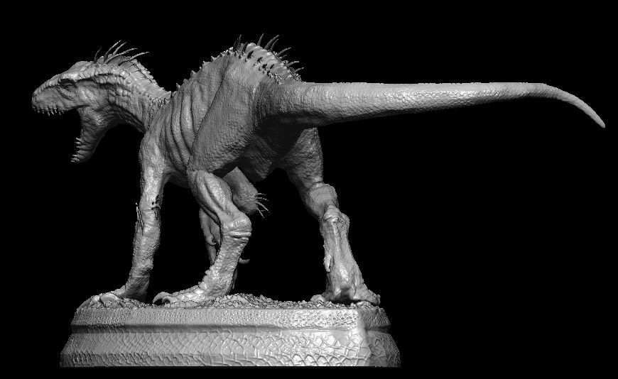 Hybrid Jurassic world Indoraptor statue 3D model_16