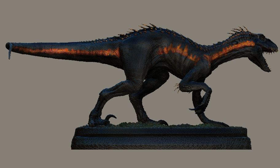 Hybrid Jurassic world Indoraptor statue 3D model_6