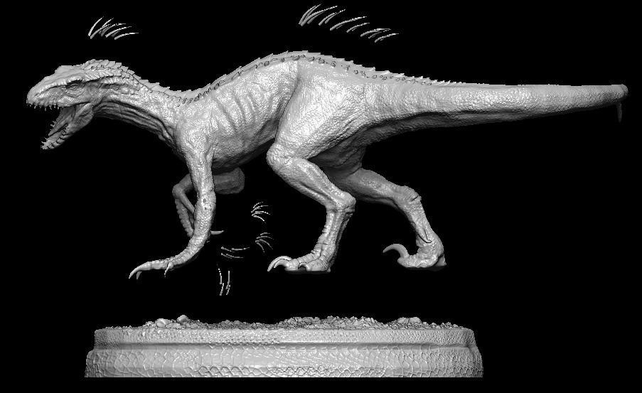 Hybrid Jurassic world Indoraptor statue 3D model_19