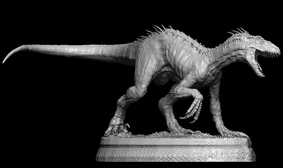 Hybrid Jurassic world Indoraptor statue 3D model_0