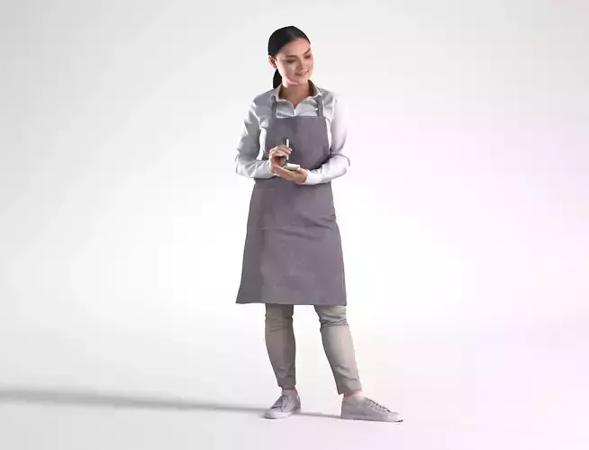 Woman Waitress Standing Low poly Charley 1893