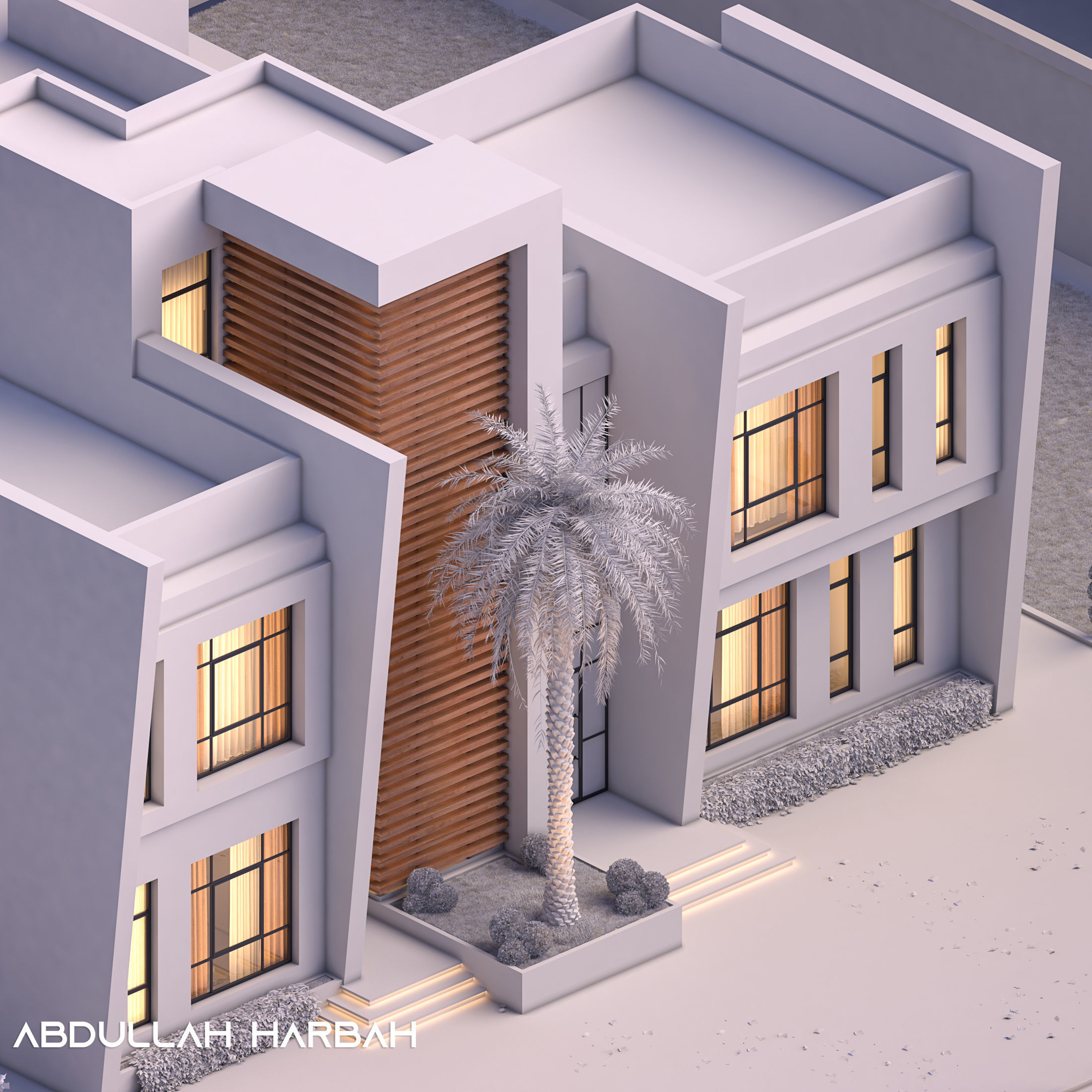 Modern Villa - Full Exterior scene 3D model_1