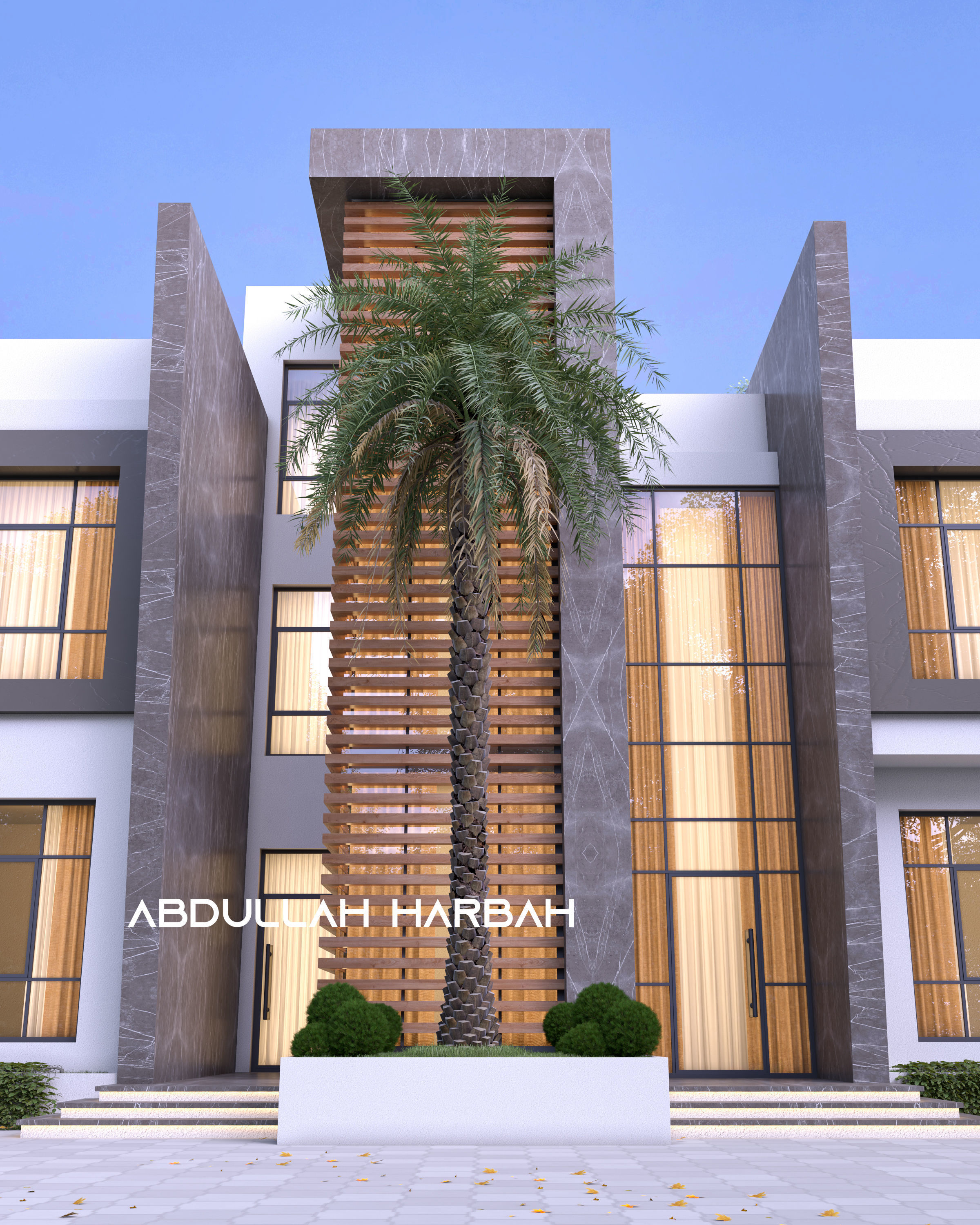 Modern Villa - Full Exterior scene 3D model_3