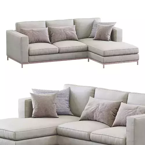 Modern Leather Sofa 3D model 2