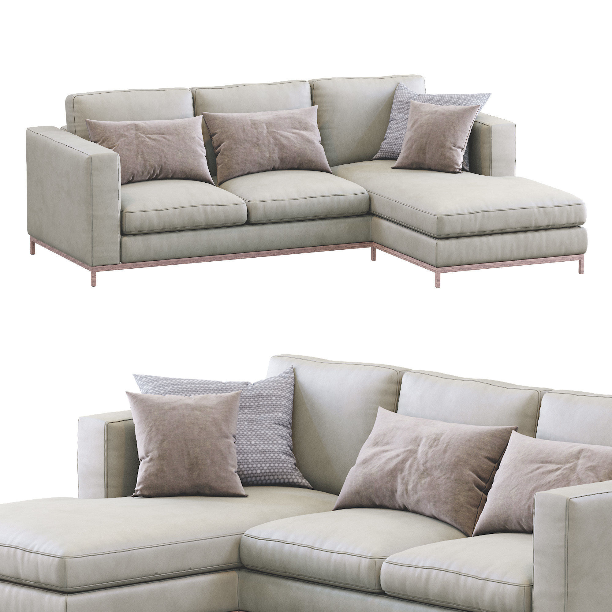 Modern Leather Sofa 3D model_1