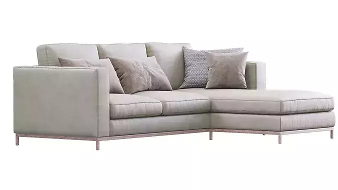 Modern Leather Sofa 3D model 4