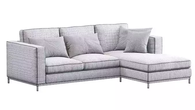Modern Leather Sofa 3D model 7