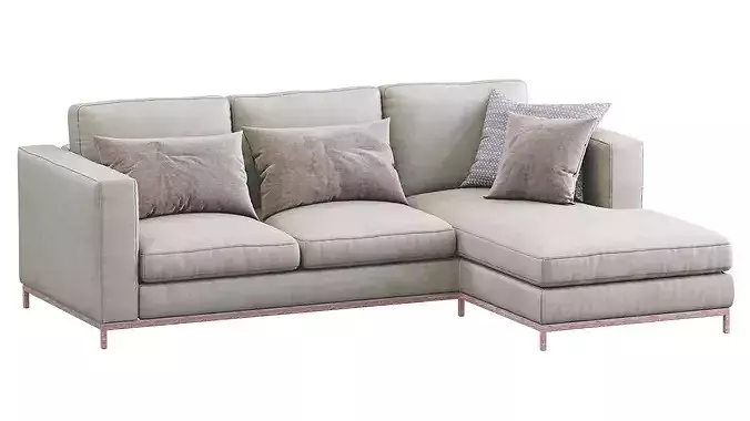 Modern Leather Sofa 3D model 6
