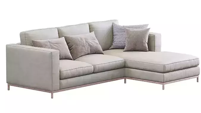 Modern Leather Sofa 3D model 5