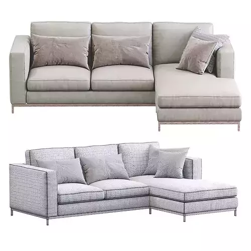 Modern Leather Sofa 3D model 3