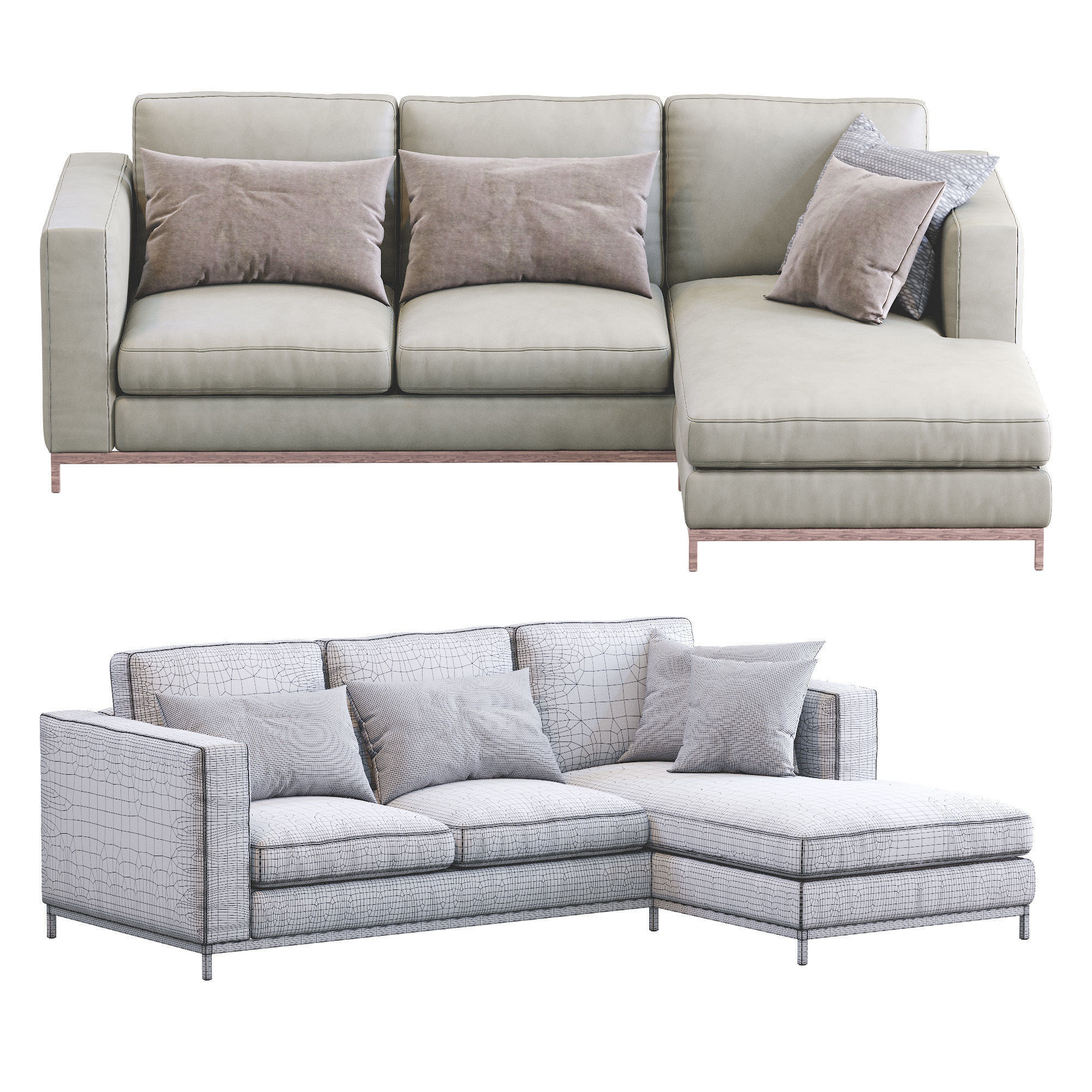 Modern Leather Sofa 3D model_2