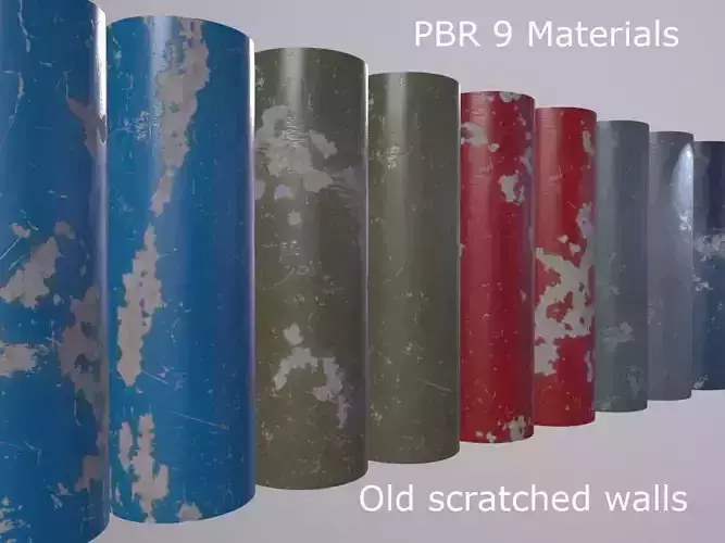 PBR materials old scratched walls