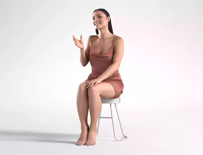 Woman in Dress Sitting Restaurant Low poly Charley 1921 3D model