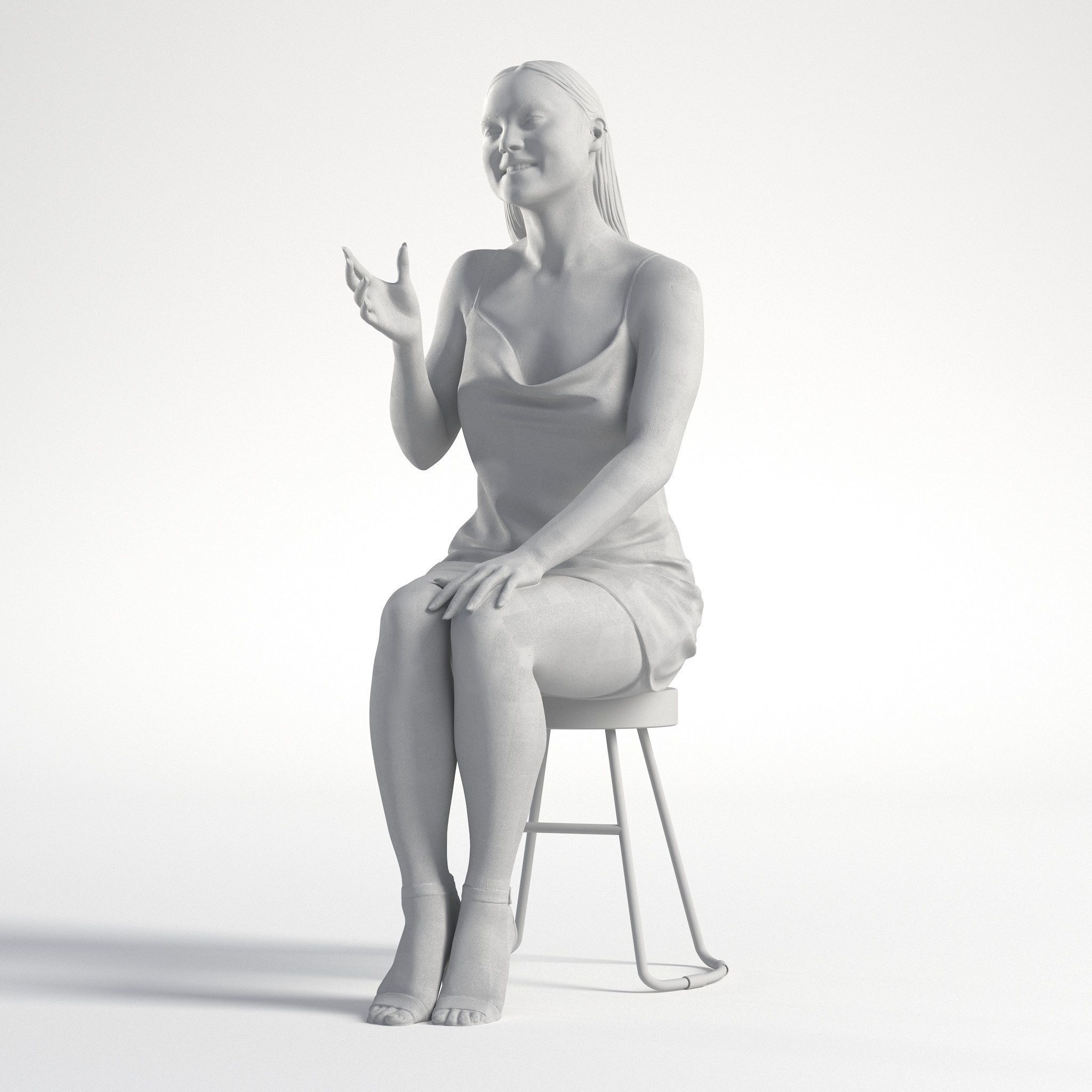 Woman in Dress Sitting Restaurant Low poly Charley 1921 3D model_8