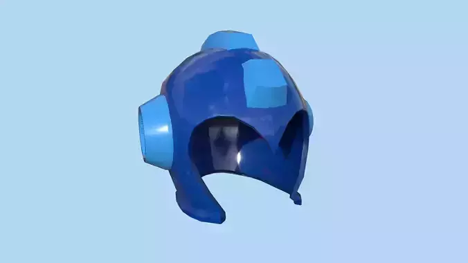 Megaman Helmet 01 - Blue Plastic - Character Design Fashion
