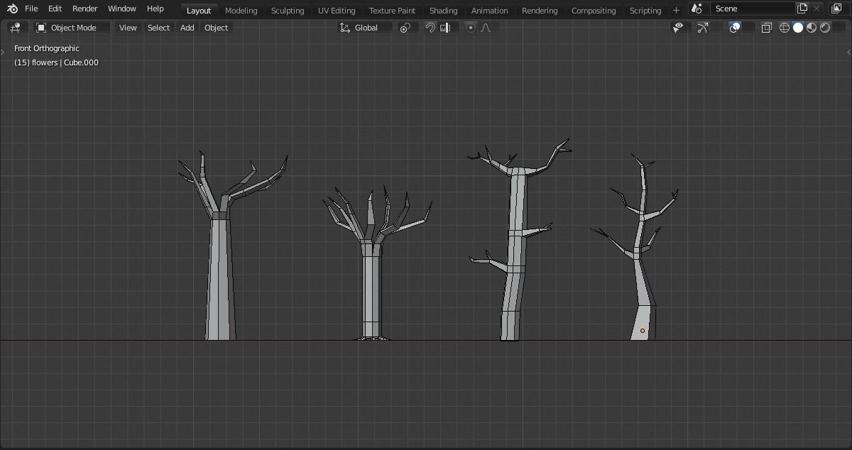 low poly trees pair of made from polygons Low-poly 3D model_13