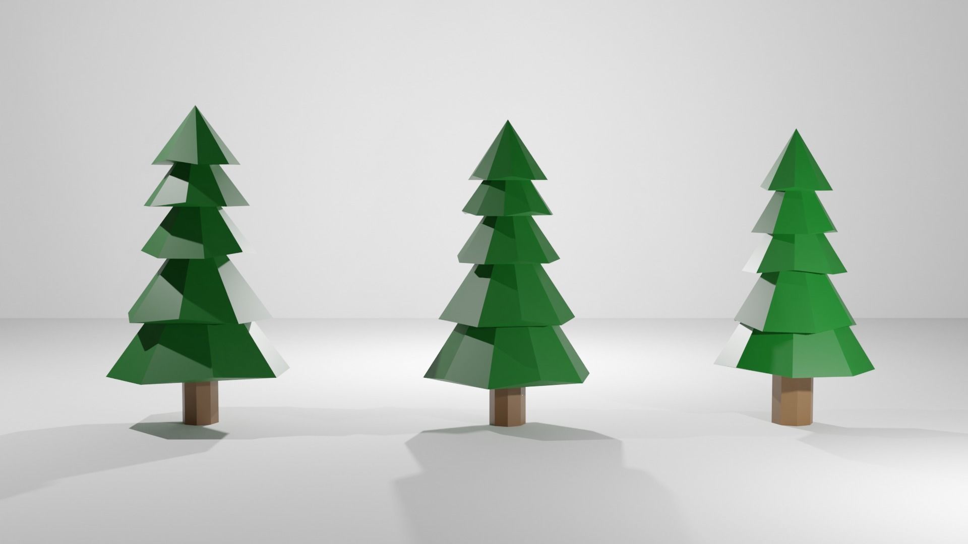 low poly trees pair of made from polygons Low-poly 3D model_6